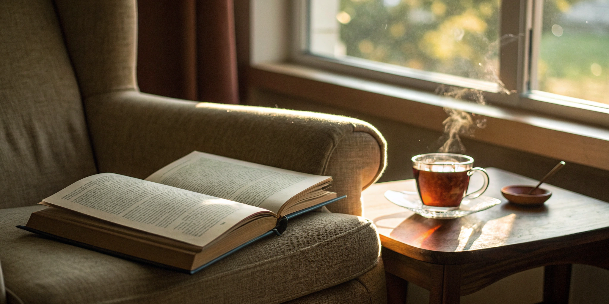 A student's reading nook with an open book, ready for activities to improve reading skills.