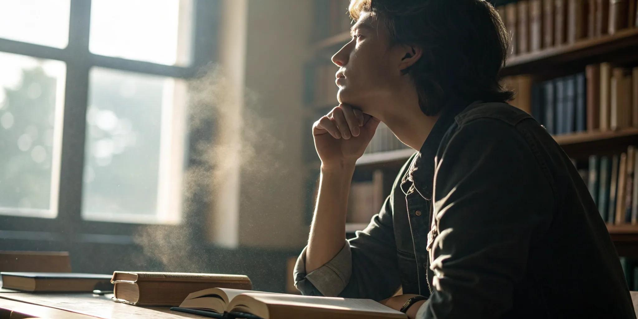 A focused reader hearing their inner voice, a common example of subvocalization.