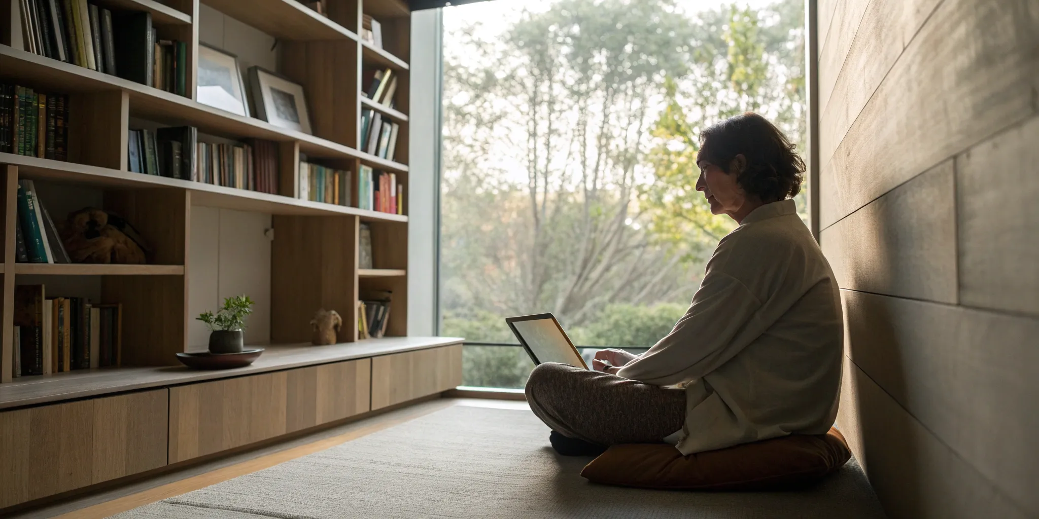 A person using a laptop to find the best course for improving reading, focus, and memory.