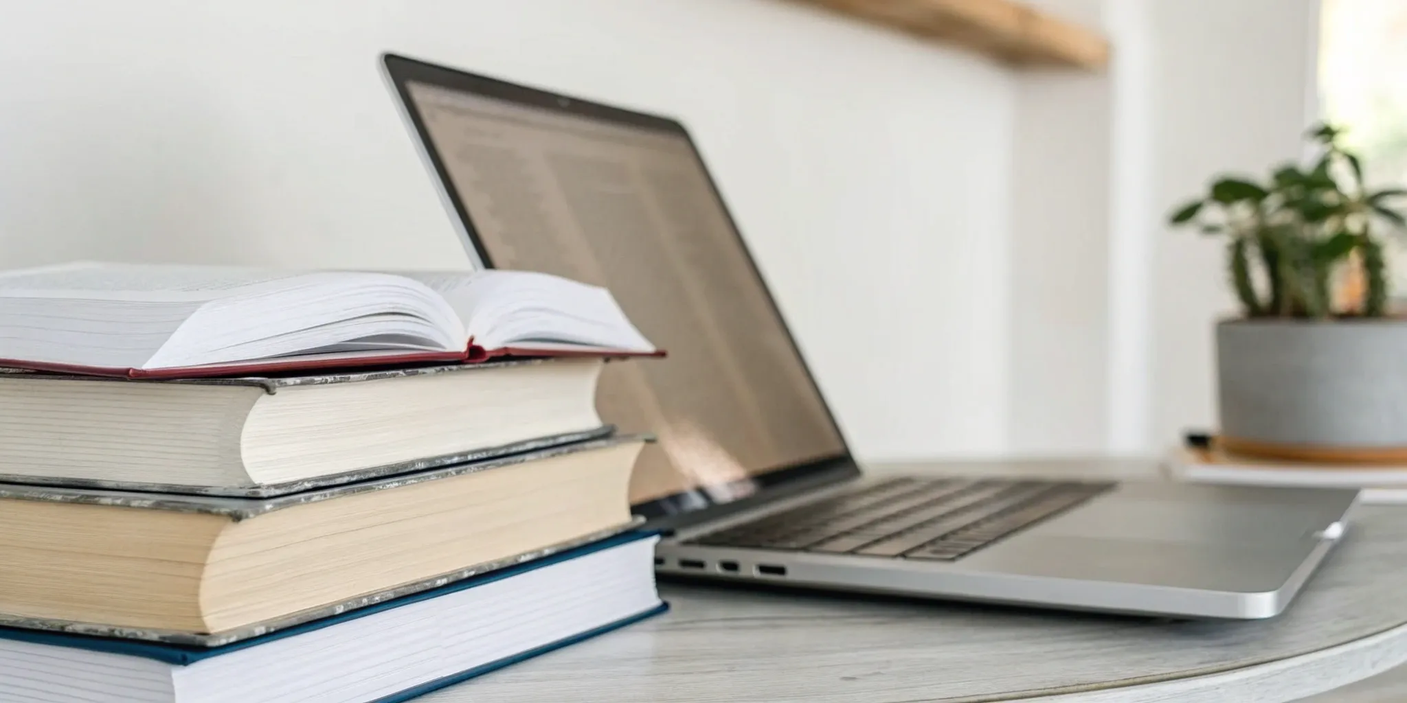 Open textbook and laptop on a desk for a college student learning effective reading strategies.