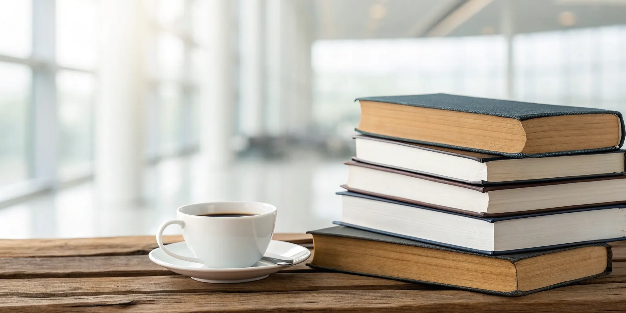 A stack of books on a desk for the best course on improving reading retention.