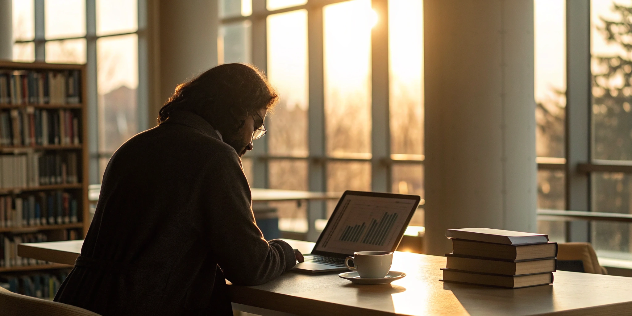 A person studying an advanced reading comprehension course on a laptop.